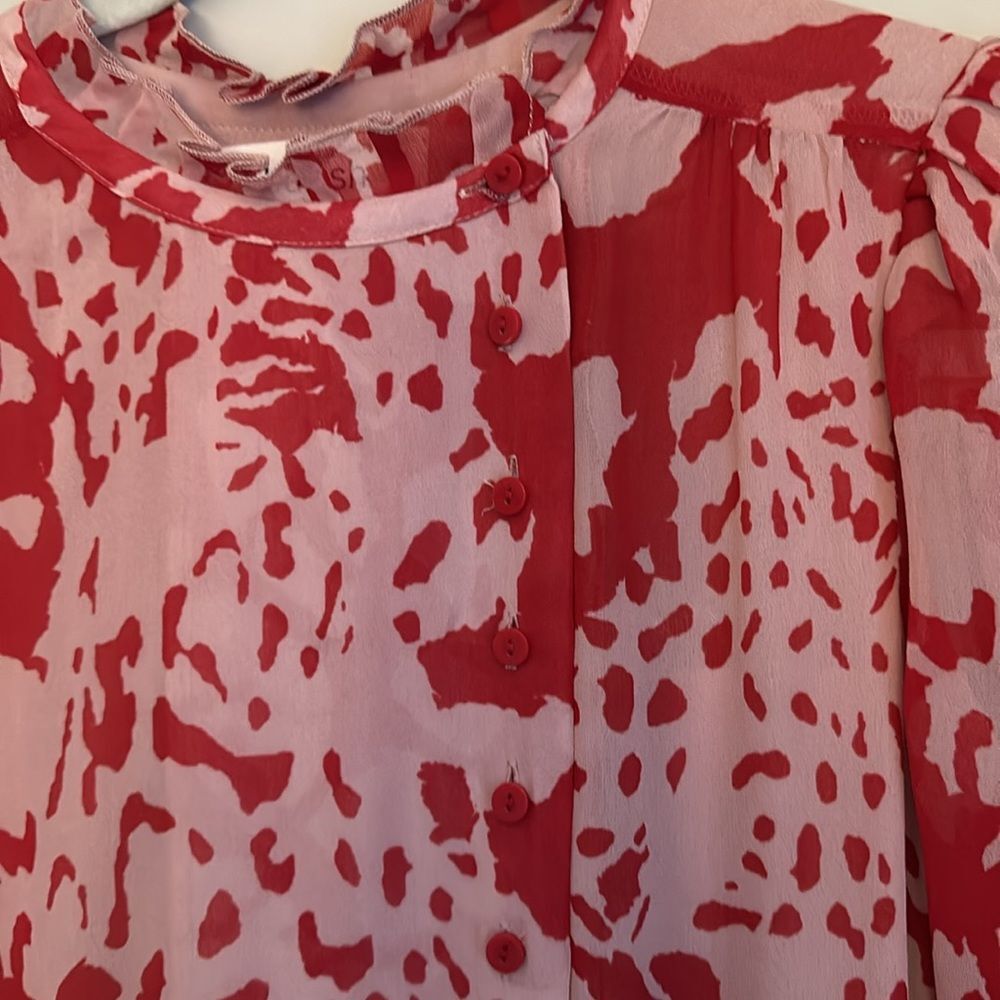 BA&SH Balearic Asymmetrical Dress Ruffled collar in Bordeaux Size 4US/XS NWT - Picture 6 of 16